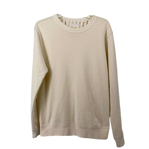 Cream Crewneck Sweatshirt Mens Size Medium Minimalist Basic D&F Ricky Singh Top - Picture 1 of 7